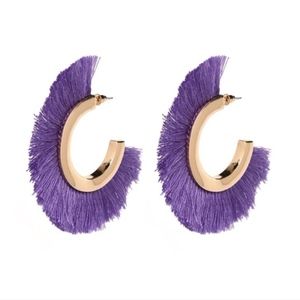 NWT Purple hoops with tassels